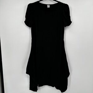 Peruvian Connection‎ Black Ruched Puff Sleeve Handkerchief Dress Large Gothic